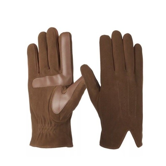 Isotoner Genuine Suede with Ultraplush Lining 3-Draw Touchscreen Gloves Sz: L - Picture 2 of 8